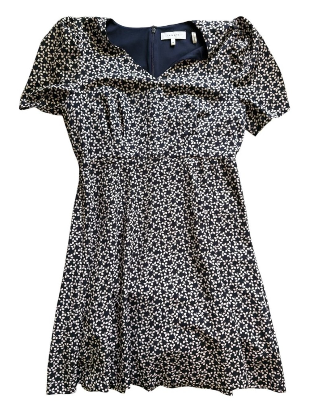 Lark & Ro Navy Floral Fit & Flare Dress 12